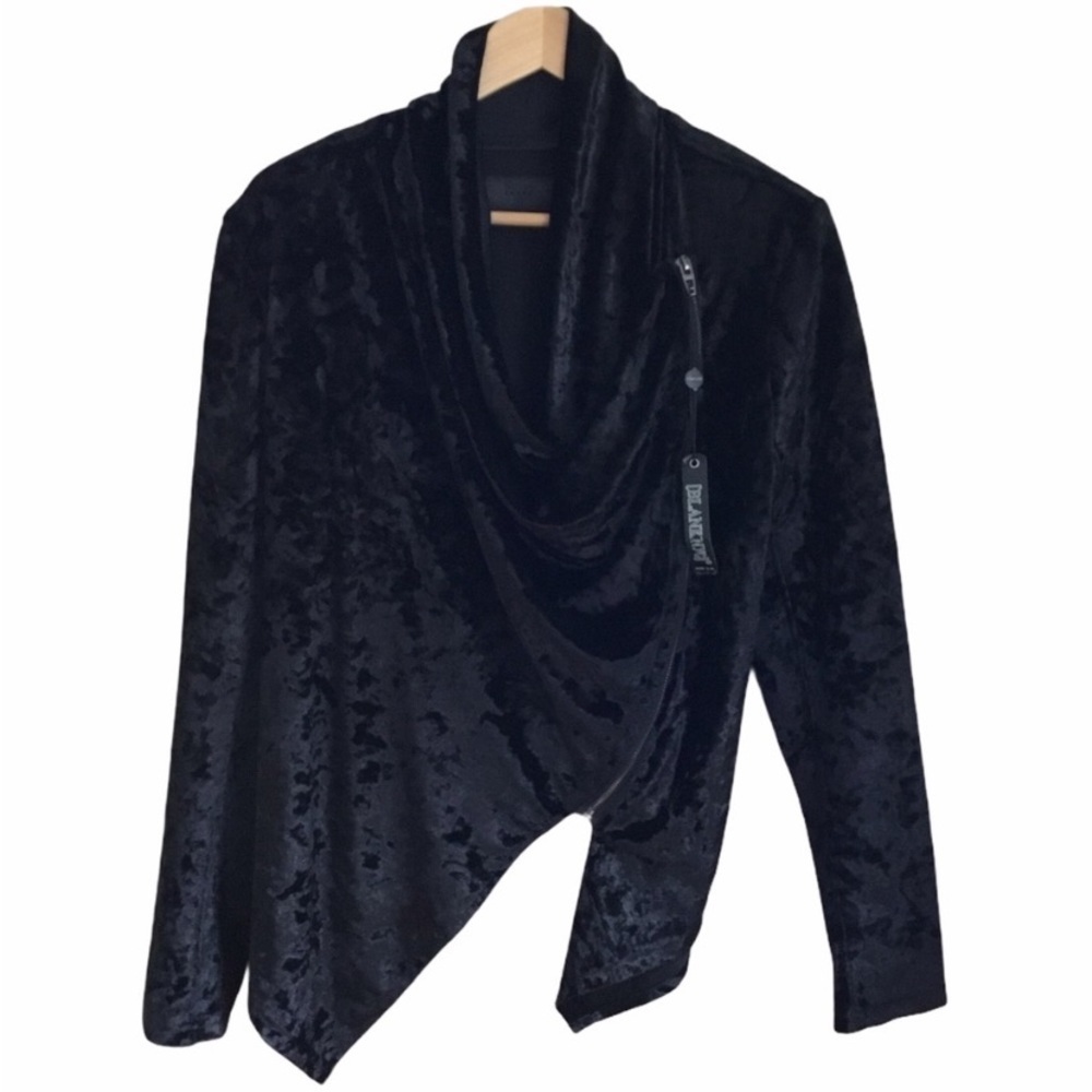 XS BLANKNYC BLACK VELVET ASYMMETRICAL JACKET NWOT - Picture 5 of 8